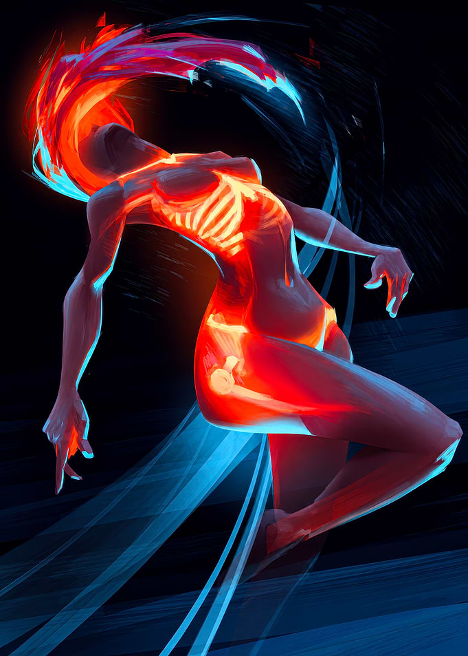 Abstract Glowing Humanoid Energy Form