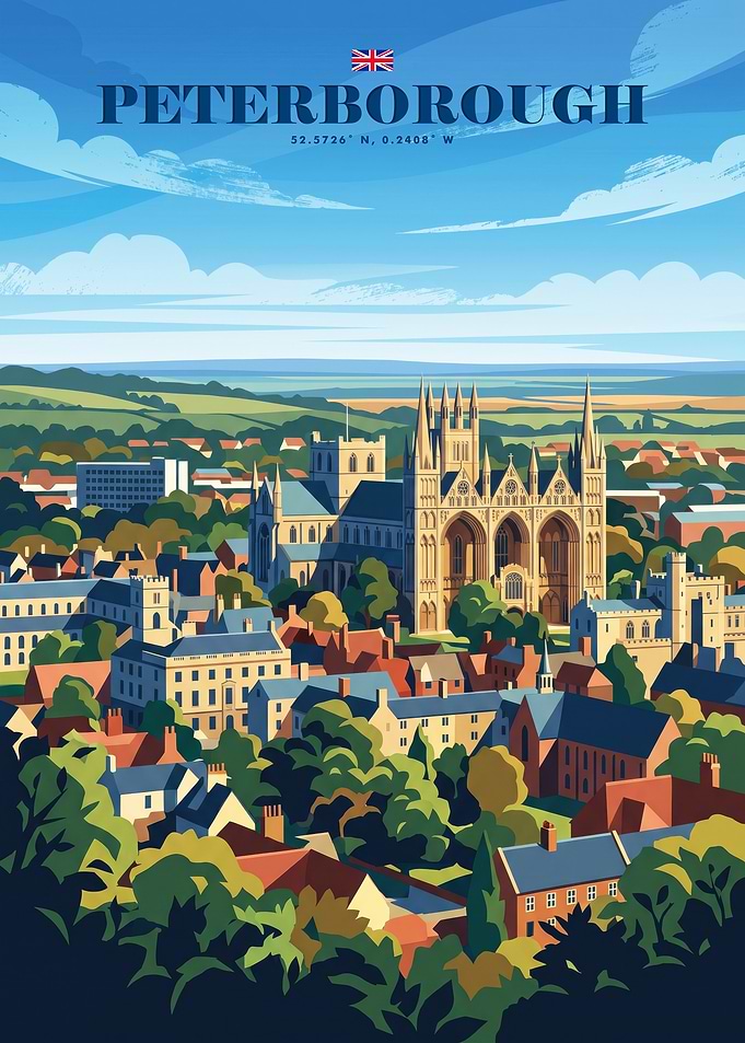 Peterborough Cathedral Travel Poster