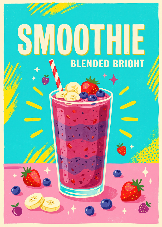 Retro Style Fruit Smoothie Poster