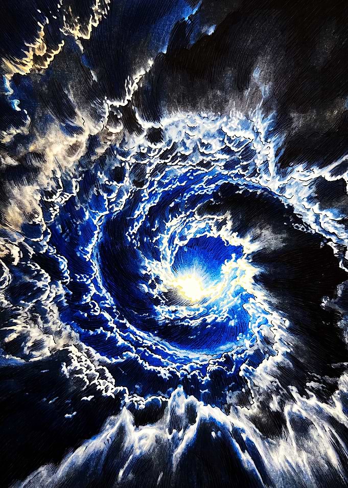 Swirling Cosmic Vortex Abstract Art