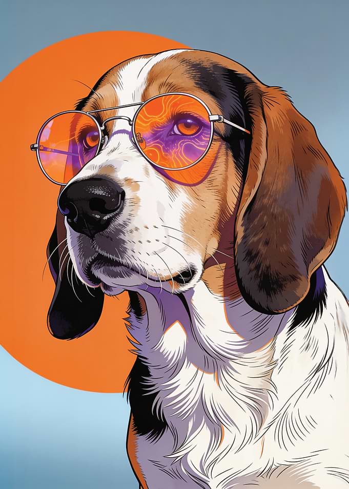 Cool Beagle Wearing Orange Sunglasses