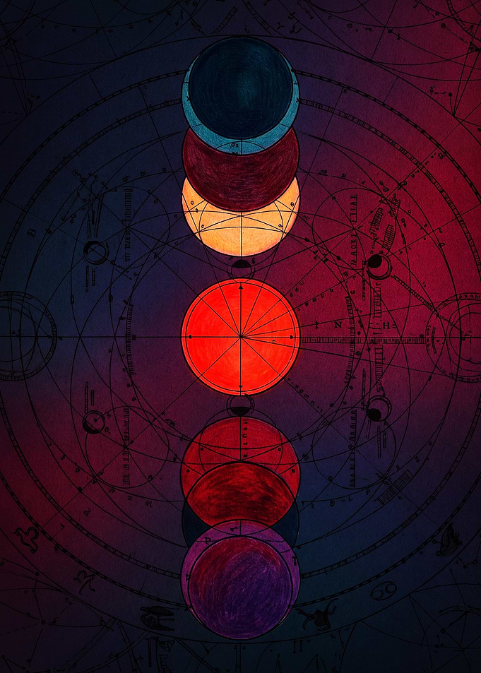 Celestial Lunar Phases Astronomical Chart