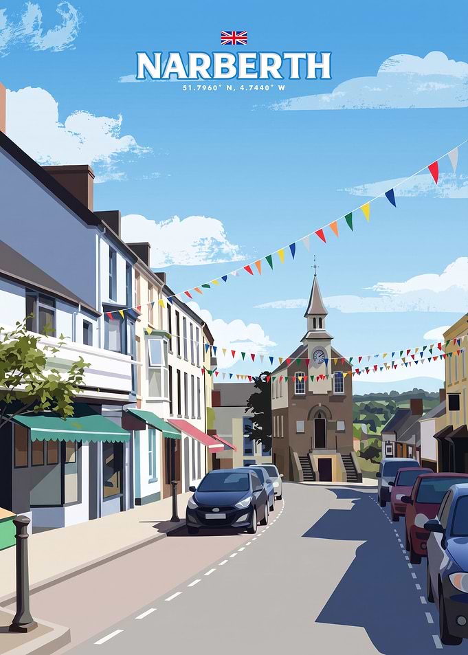 Narberth Wales Travel Poster