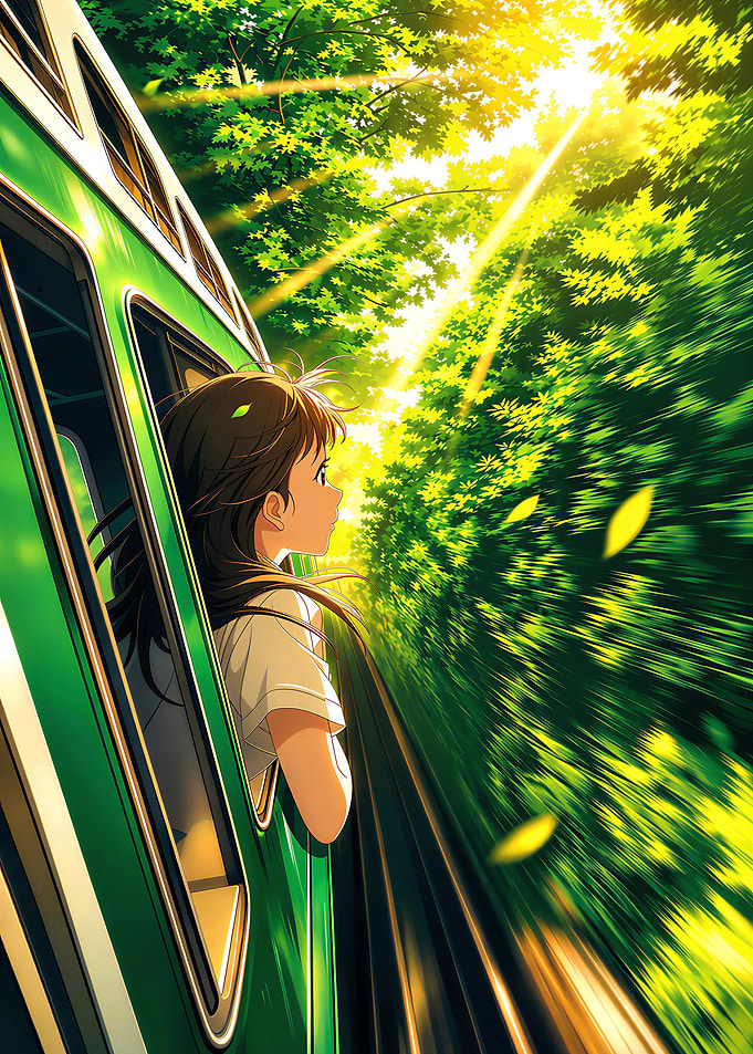 Anime Girl Looking Out Train Window