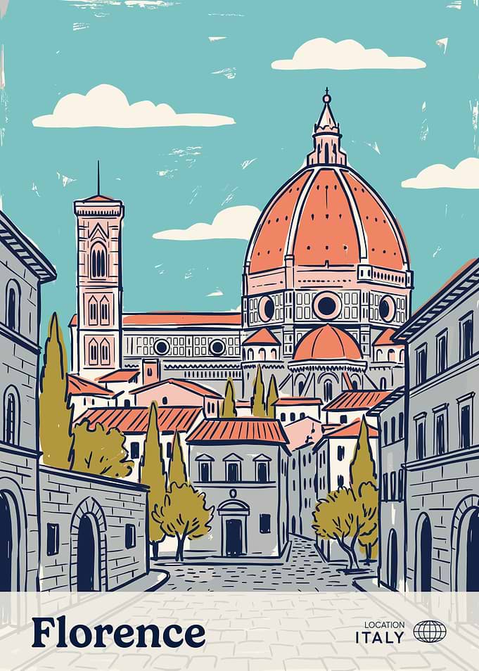 Vintage Travel Poster of Florence Italy