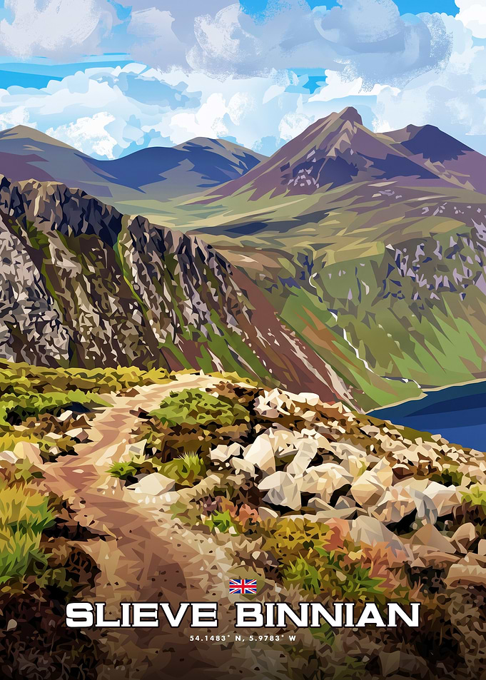 Slieve Binnian Mountain Travel Poster