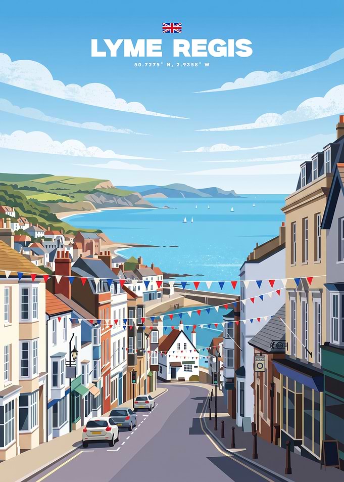 Lyme Regis Coastal Town Travel Poster