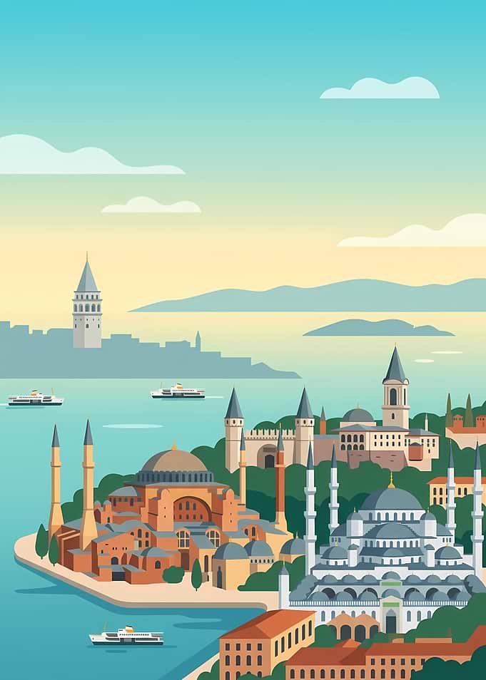 Istanbul Skyline Vector Illustration