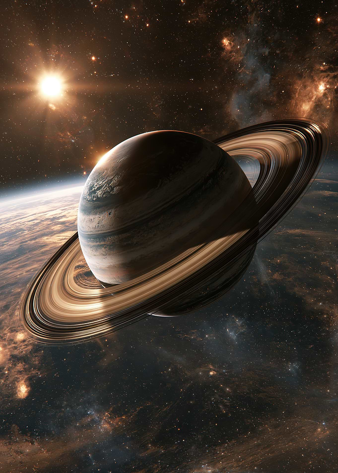 Majestic Ringed Planet in Deep Space