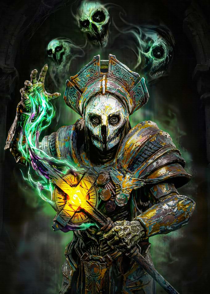 Undead Necromancer with Glowing Staff