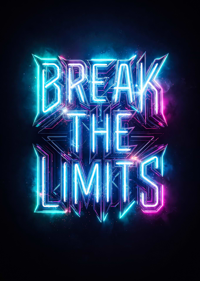 Break The Limits Neon Typography
