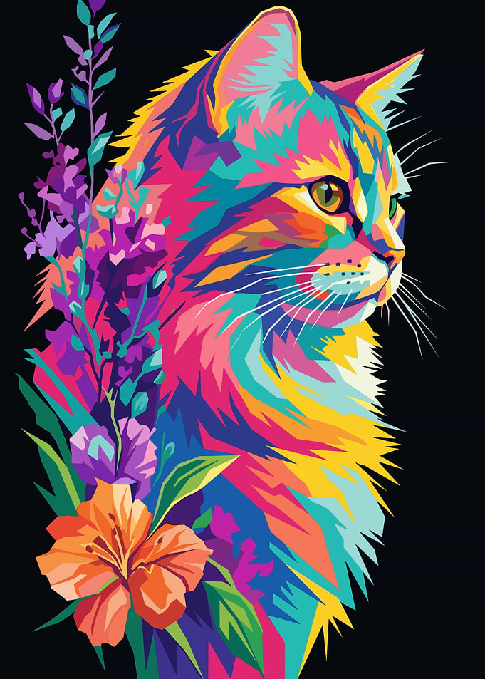 Colorful Pop Art Cat Portrait