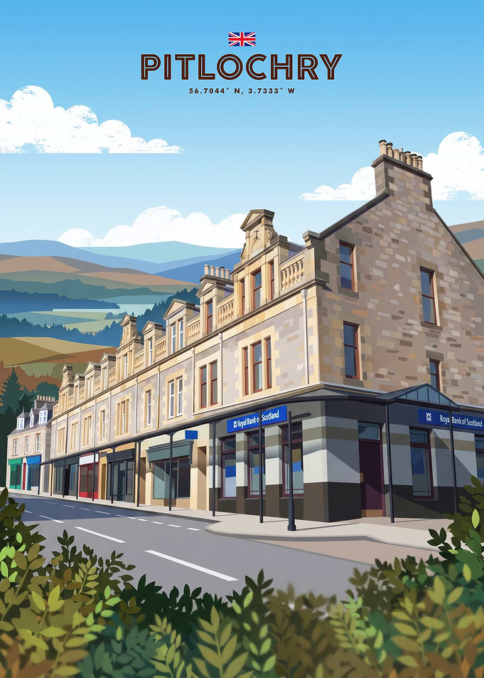Pitlochry Scotland Travel Poster