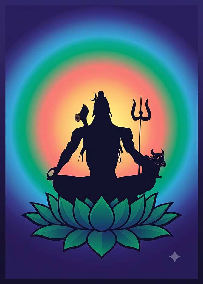 Lord Shiva Meditating on Lotus