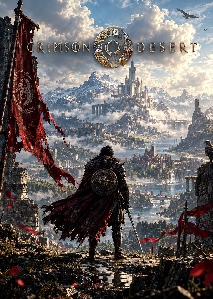 Crimson Desert Fantasy Game Poster