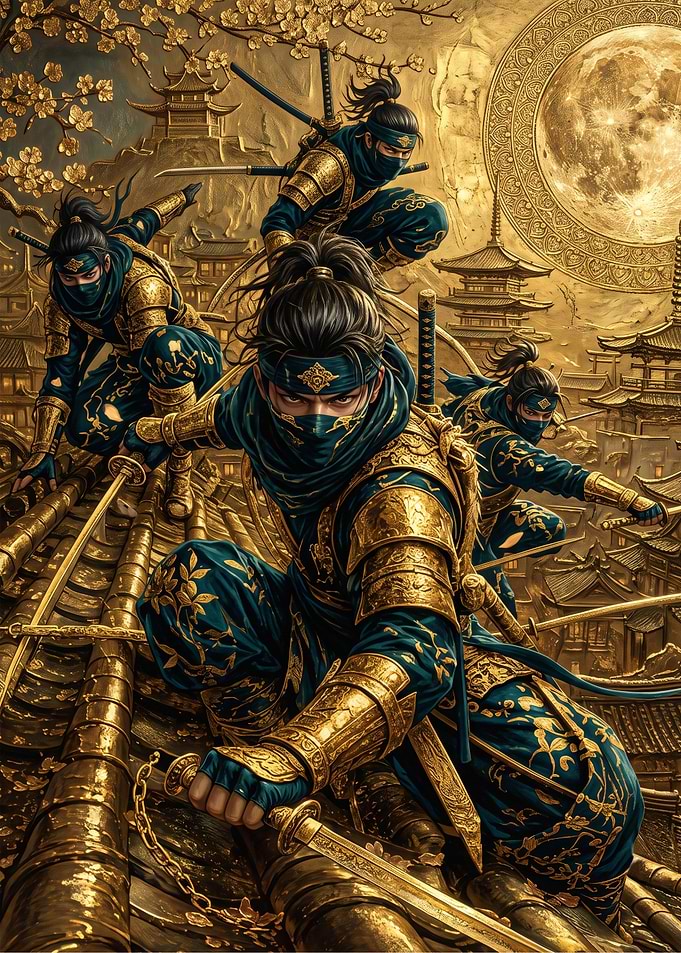 Golden Ninja Warriors on Rooftops