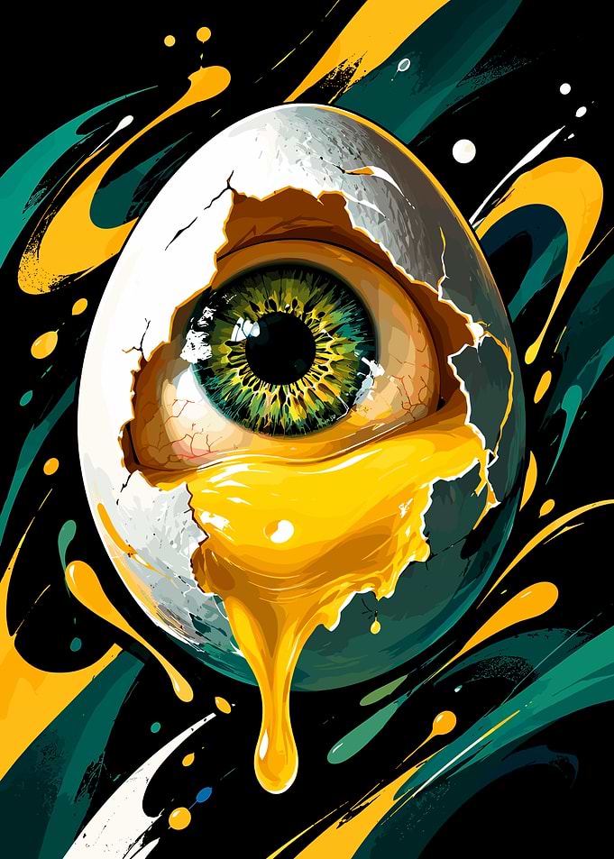 Surreal Eye Inside Cracked Egg
