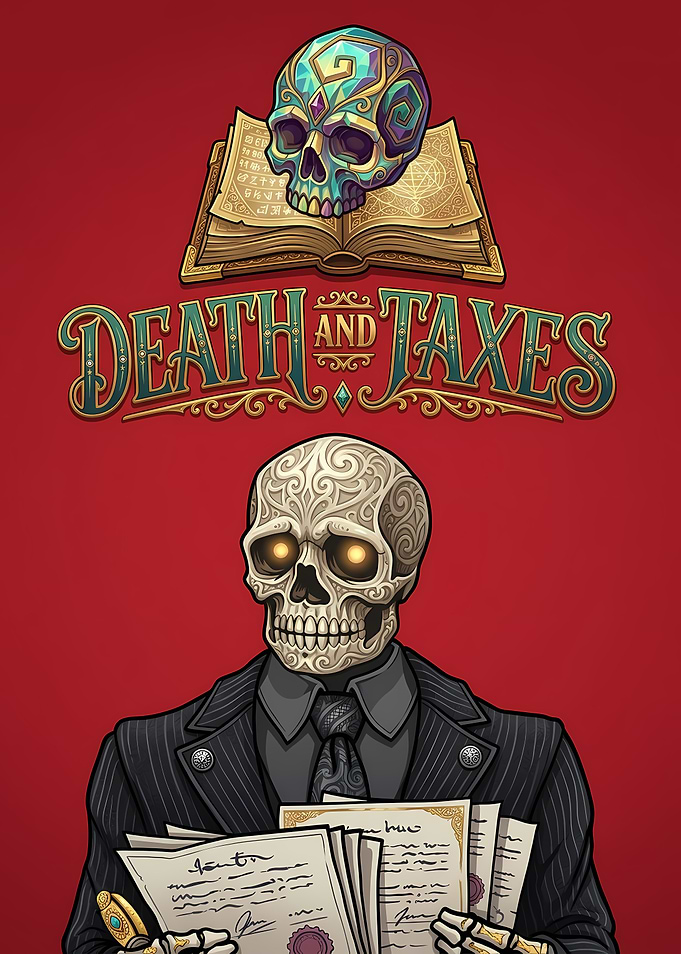 Death and Taxes Skull Illustration