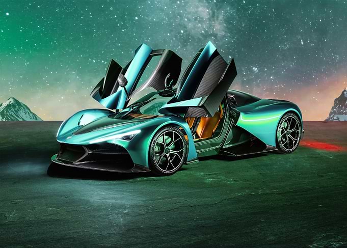 Teal Hypercar Under Starry Sky
