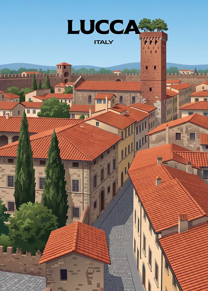 Lucca Italy Travel Poster