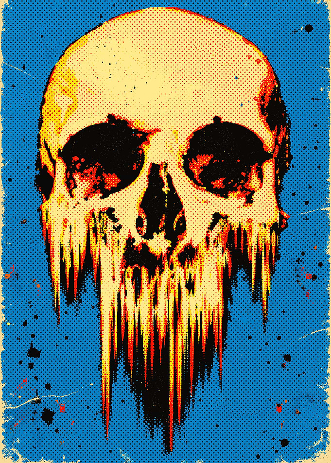 Melting Skull Pop Art Poster