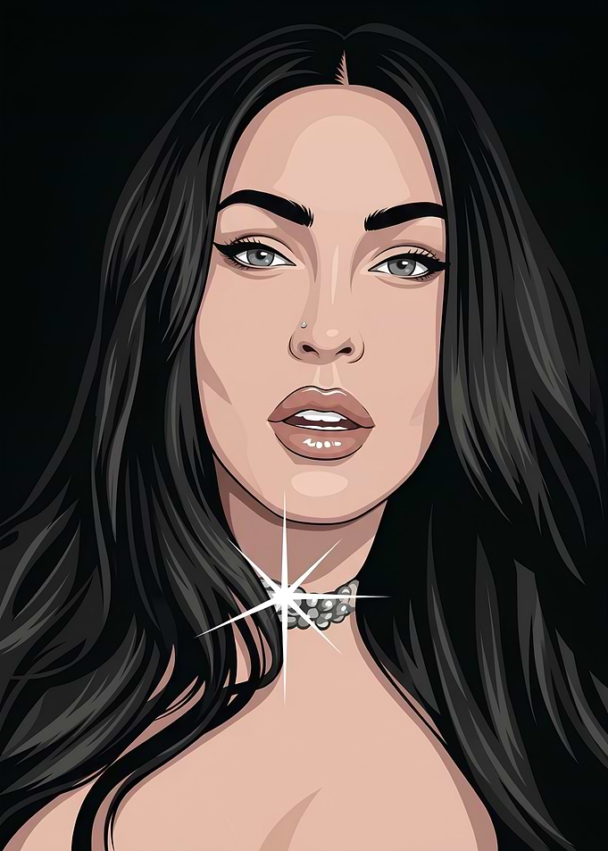 Megan Fox Digital Portrait Illustration