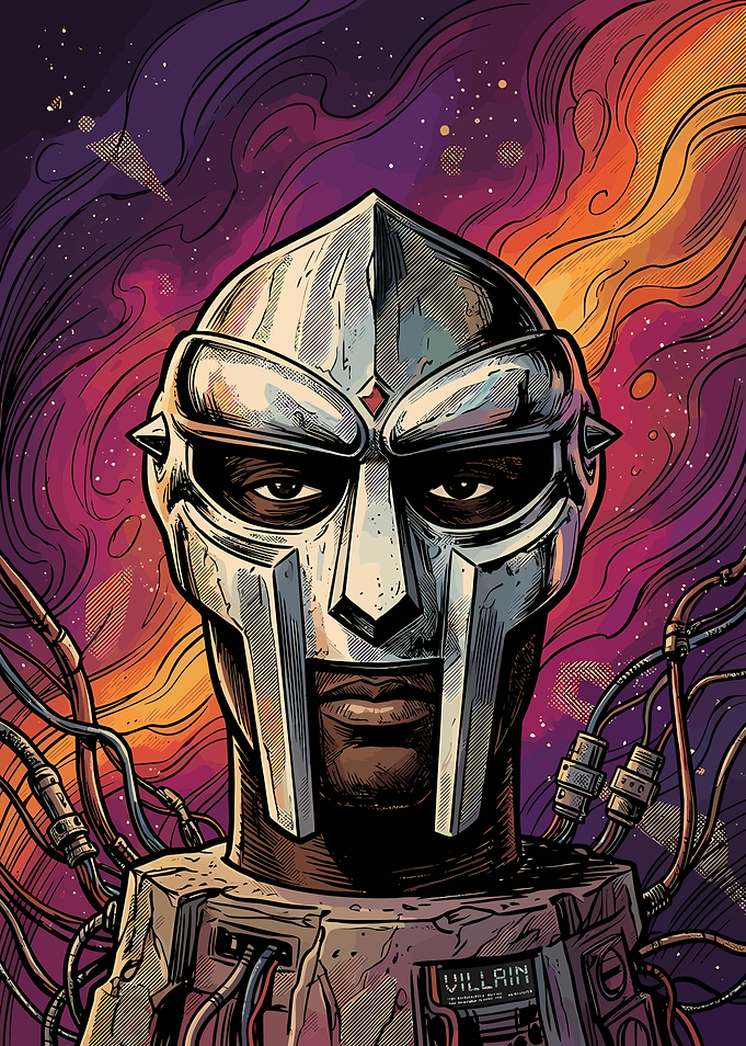 MF DOOM Masked Portrait Illustration
