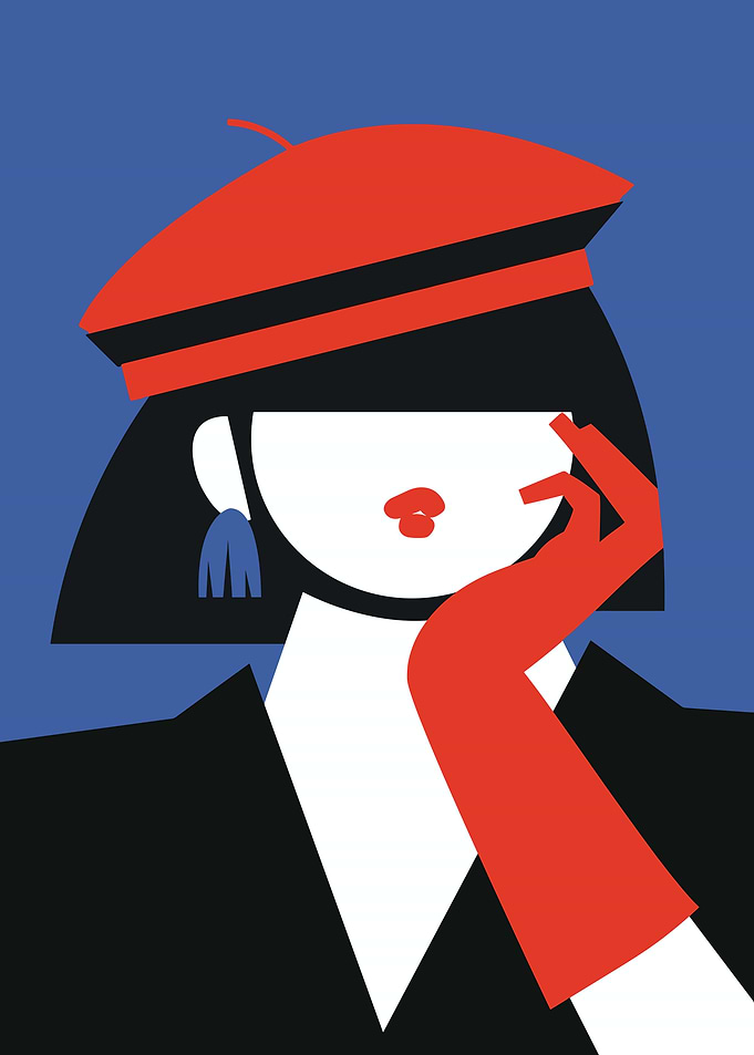 Minimalist French Chic Woman Illustration
