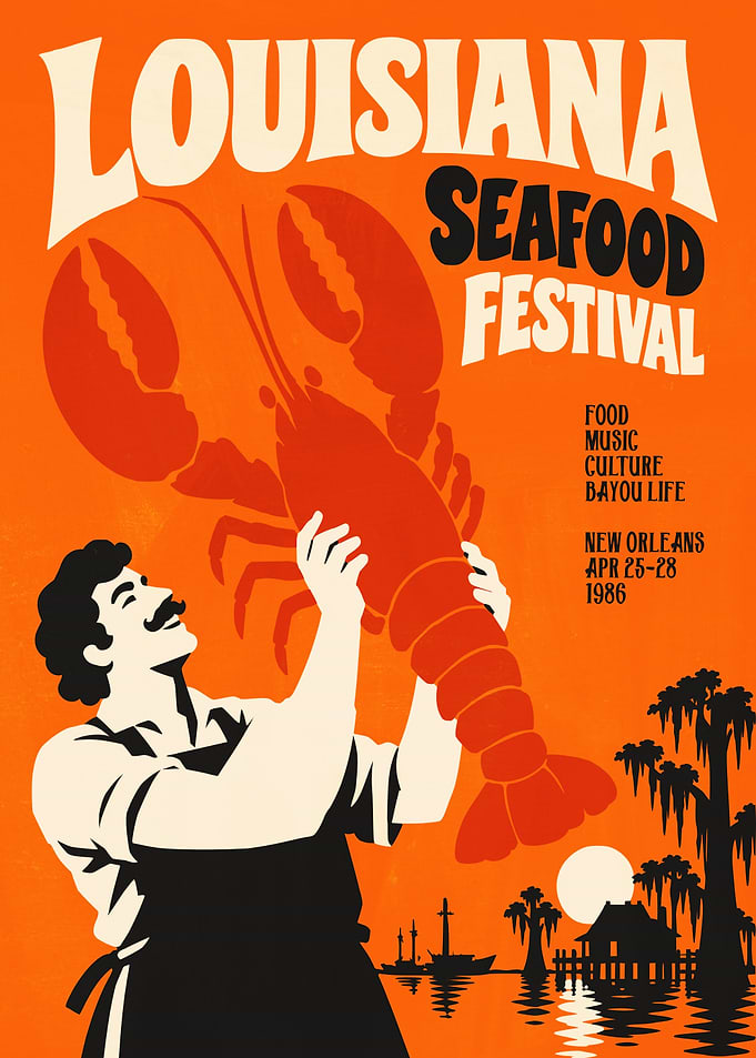 Vintage Louisiana Seafood Festival Poster