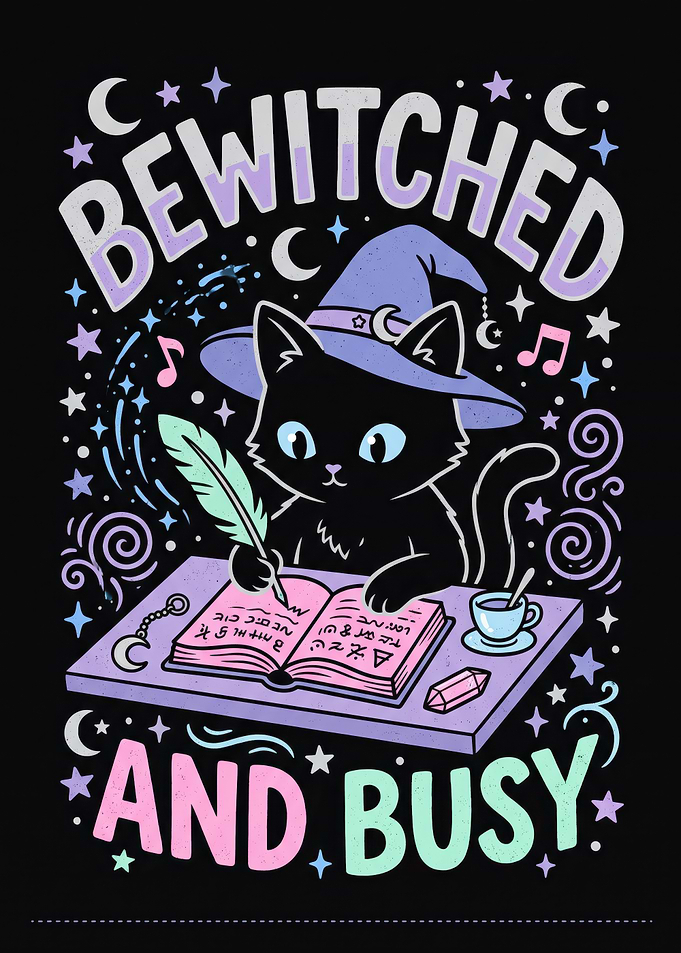 Bewitched and Busy Witch Cat
