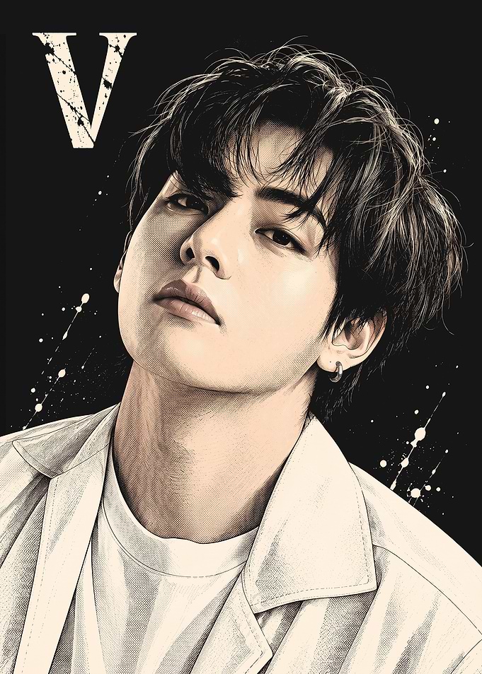 V from BTS Portrait Illustration