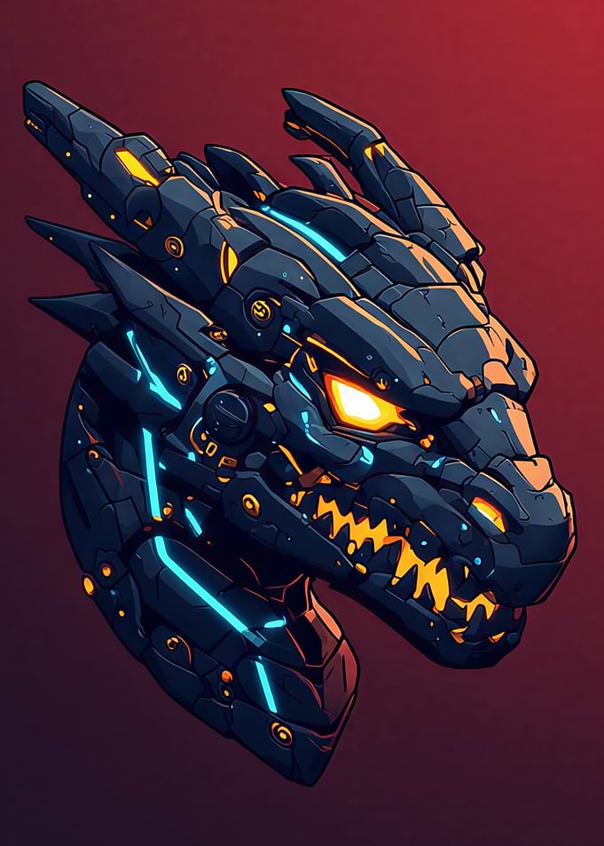 Cybernetic Dragon Head Portrait