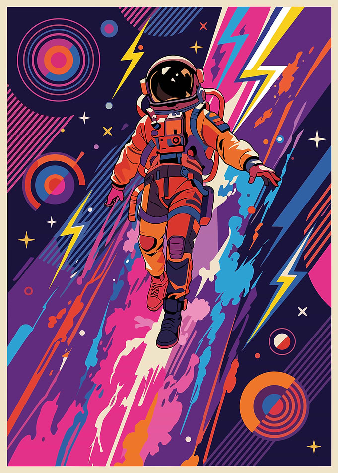 Retro Pop Art Astronaut in Space