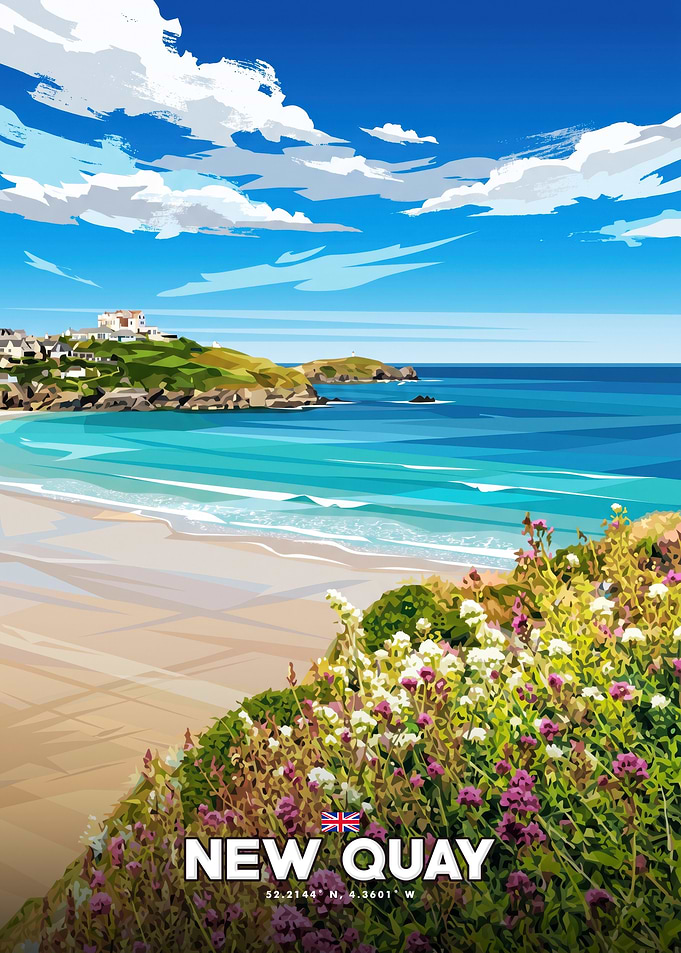 New Quay Coastal Travel Poster