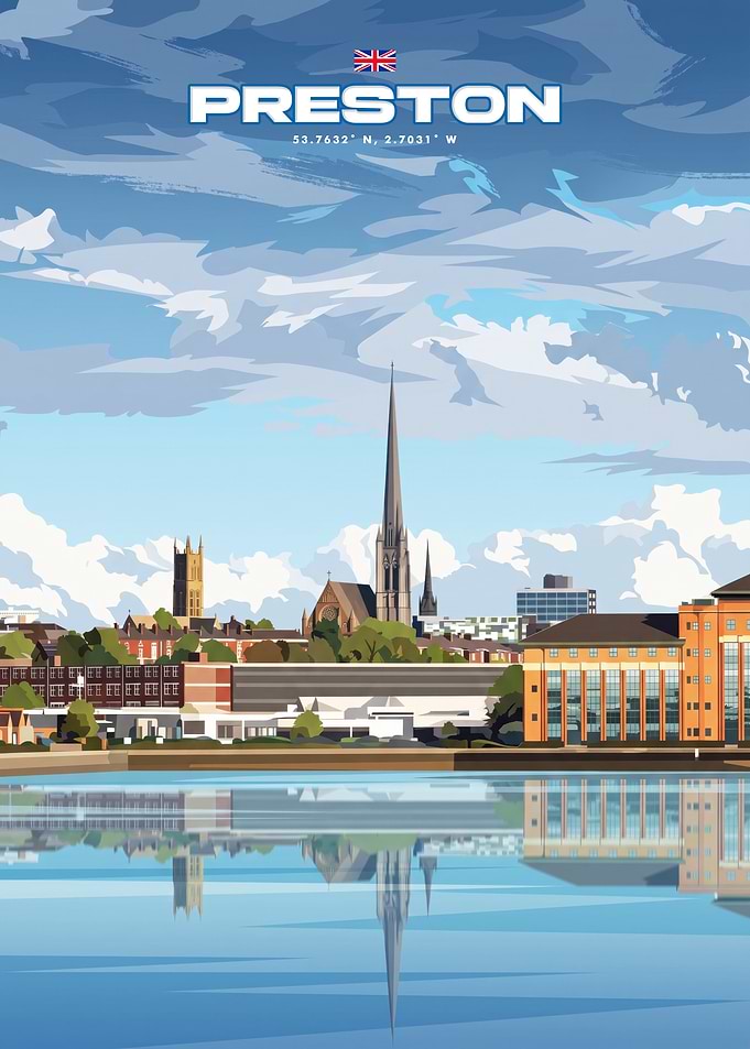 Preston Cityscape Travel Poster