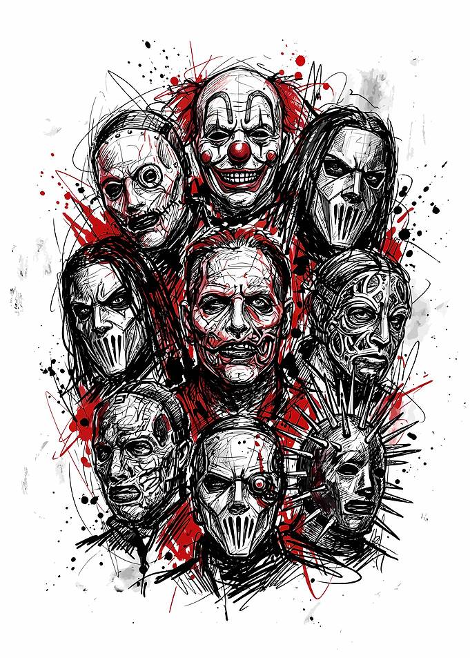 Slipknot Band Members Masked Portrait Art