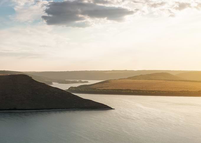 Golden Sunset Over River Canyon
