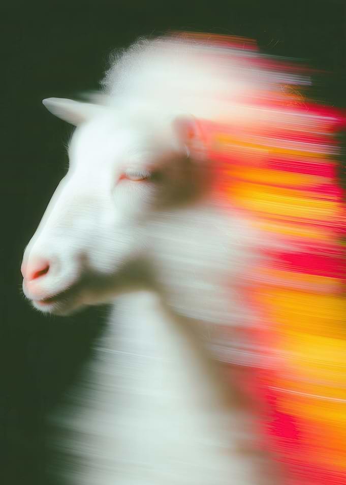Abstract Motion Blur White Alpaca