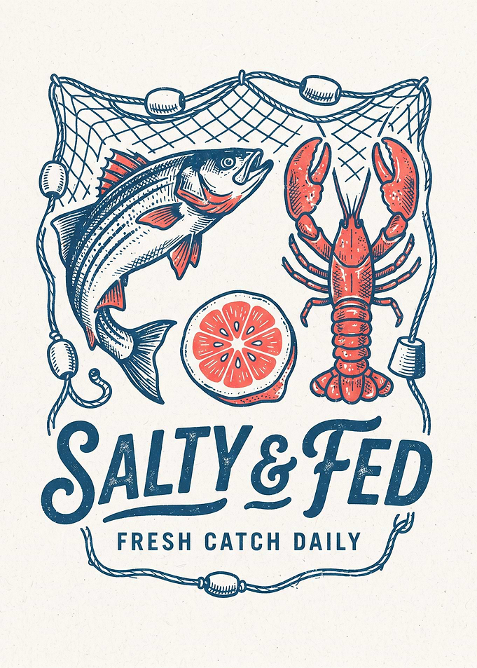 Salty & Fed Seafood Illustration