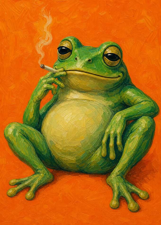 Smoking Frog Oil Painting