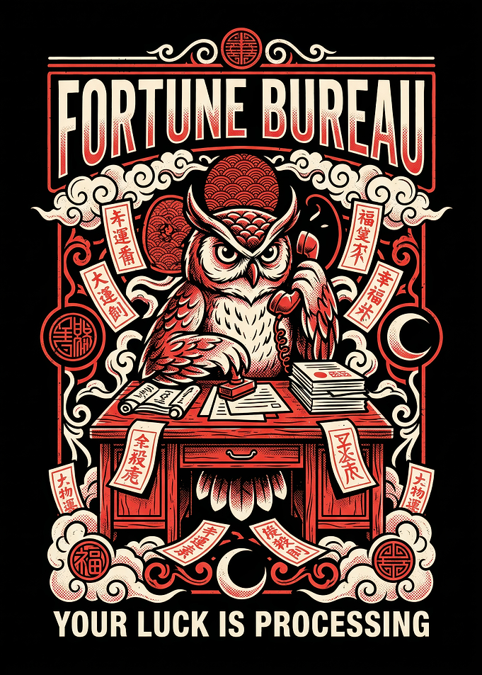 Fortune Bureau Owl Office Illustration
