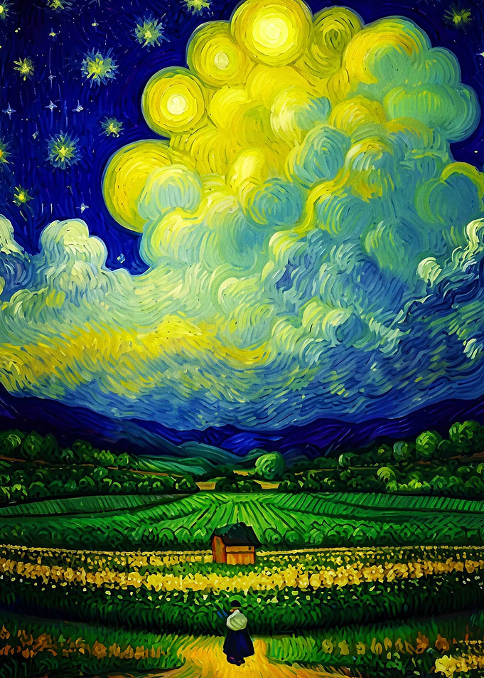 Starry Night Sky Impasto Art