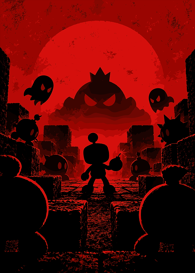 Bomberman Red Silhouette Poster