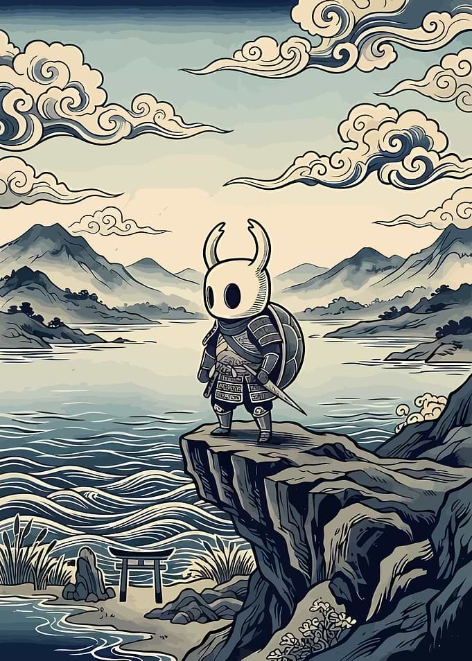 Hollow Knight Samurai Ukiyo-e Art