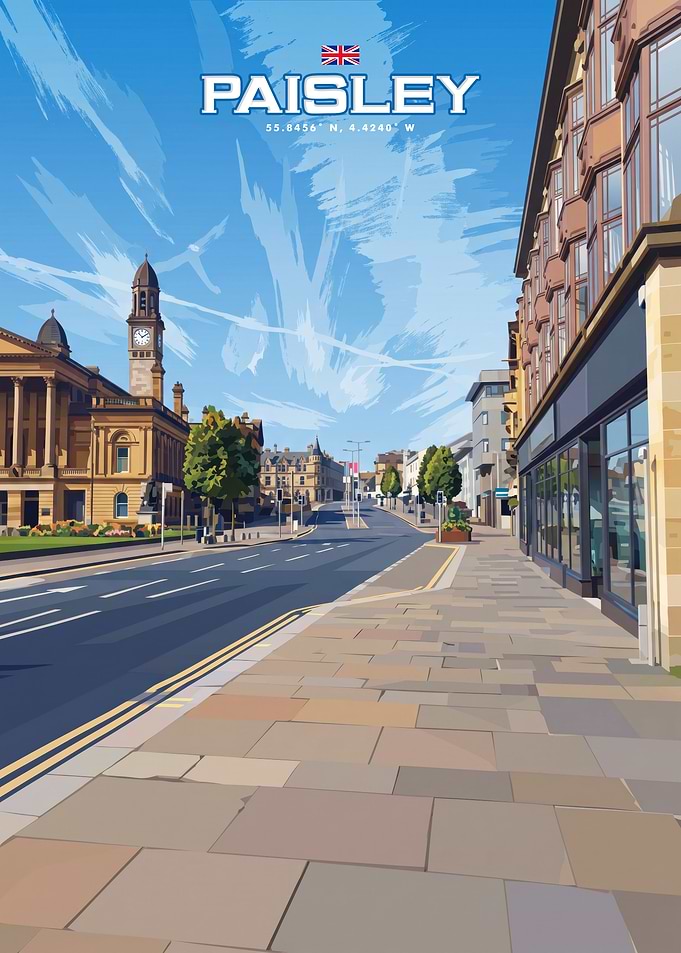 Paisley Scotland Travel Poster