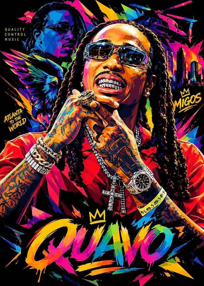Quavo Migos Vibrant Pop Art Poster