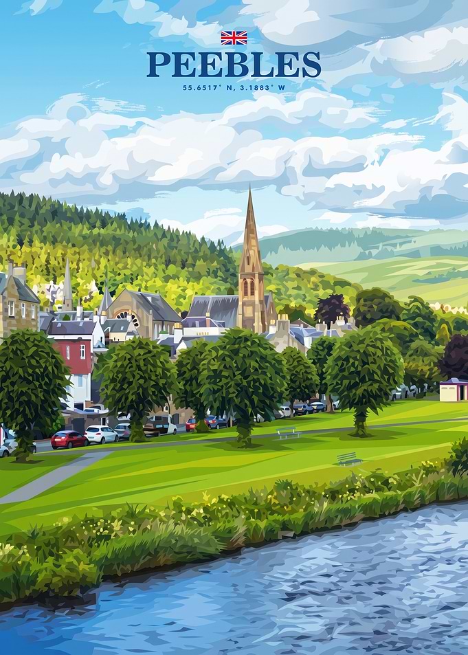 Peebles Scotland Travel Poster