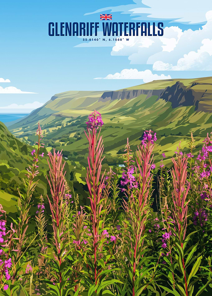 Glenariff Waterfalls Travel Poster