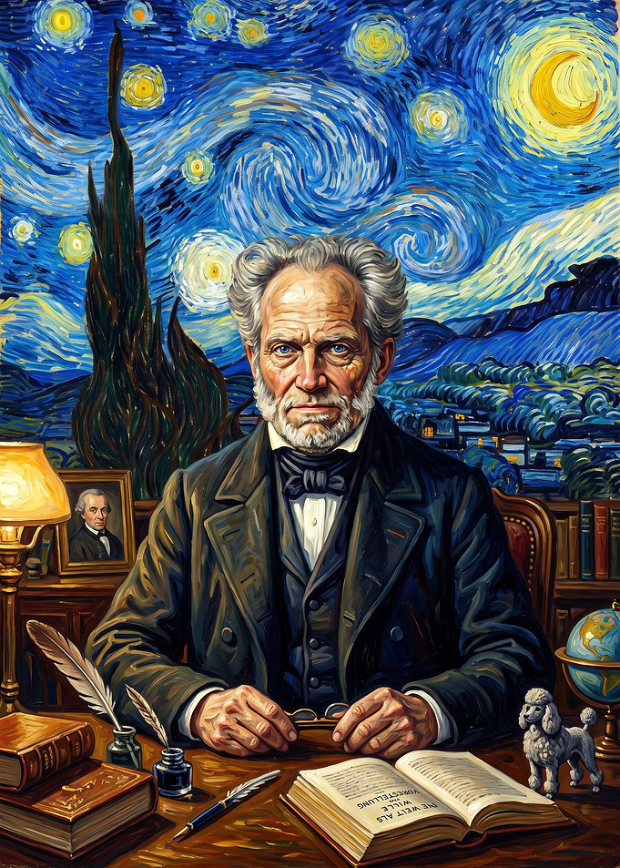 Arthur Schopenhauer in Starry Night Style