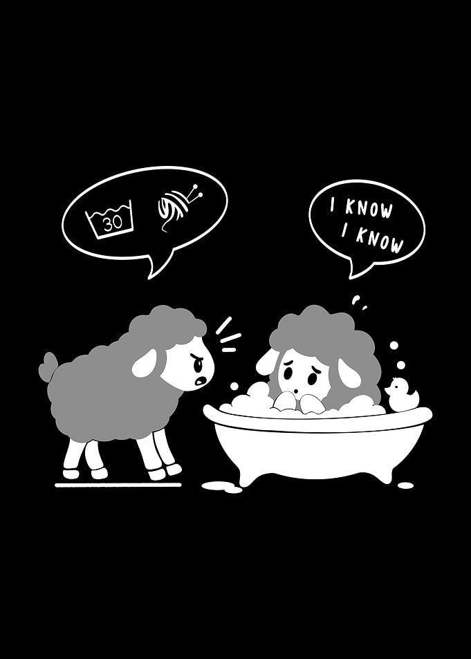 Funny Sheep Bathing Cartoon
